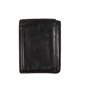 Vintage Fossil Men's Wallet Dark Brown Leather Trifold